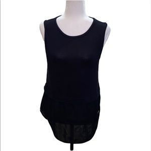 Michael Kors sleeveless shirt chiffon ruffle black flowy tank top summer layer